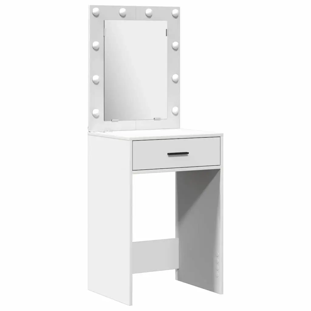 White Dressing Table Set with LED Mirror and Storage