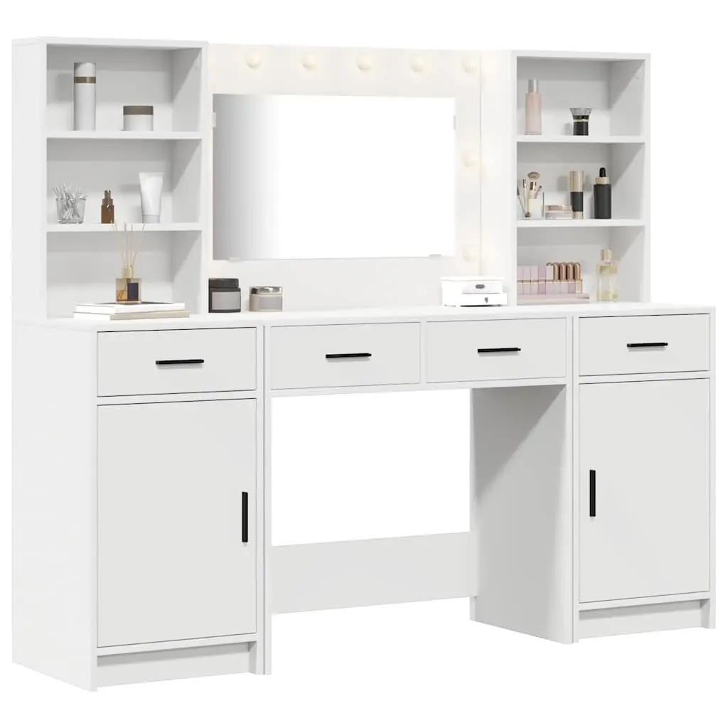 White Dressing Table Set with LED Mirror