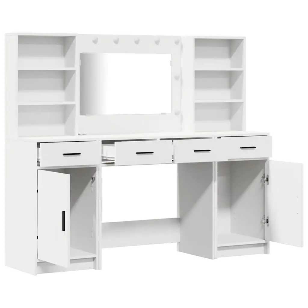 White Dressing Table Set with LED Mirror