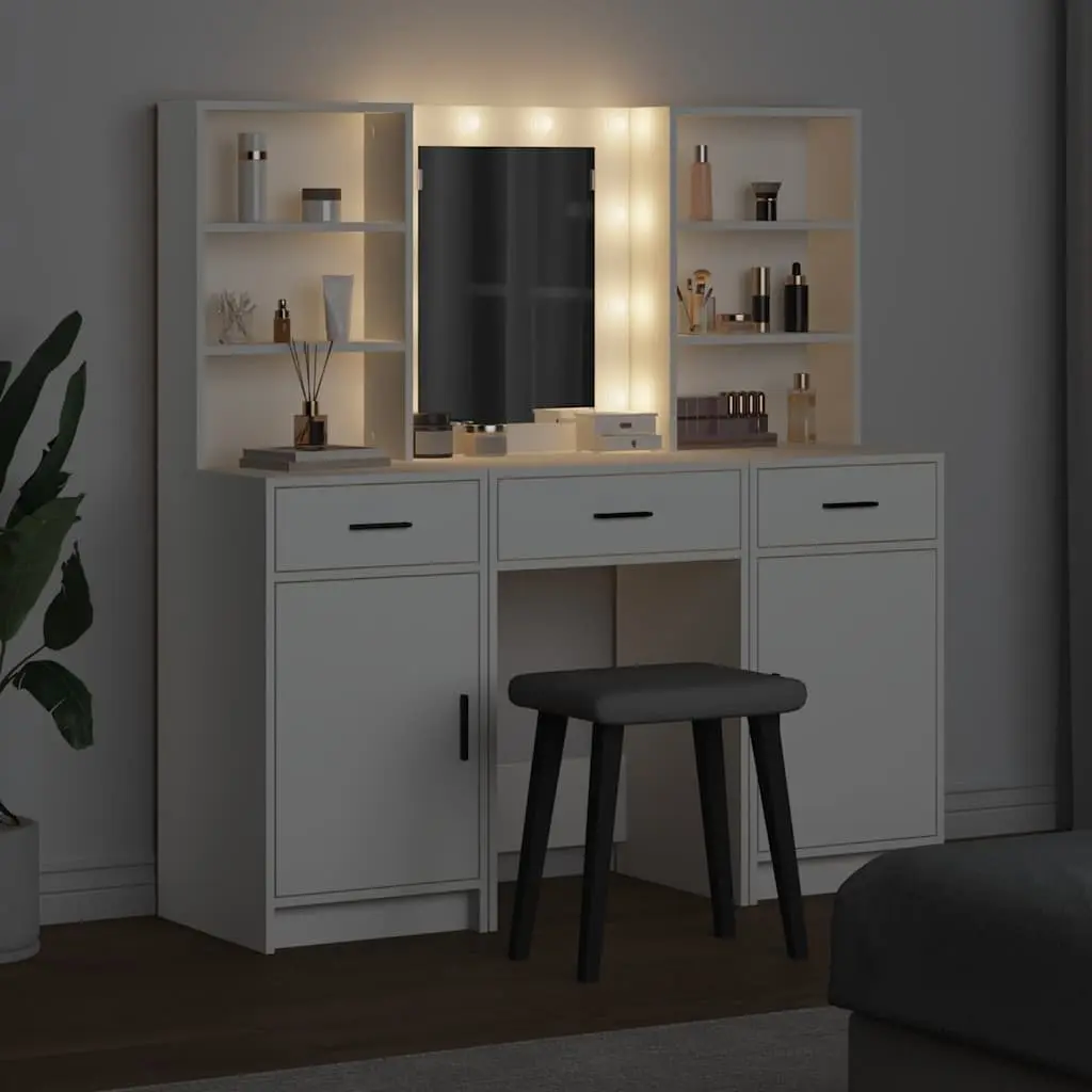 3-Piece Dressing Table Set with LED Mirror