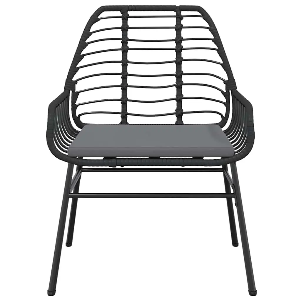 5 Piece Garden Dining Set PE Rattan Powder Coated Steel Tempered Glass Black