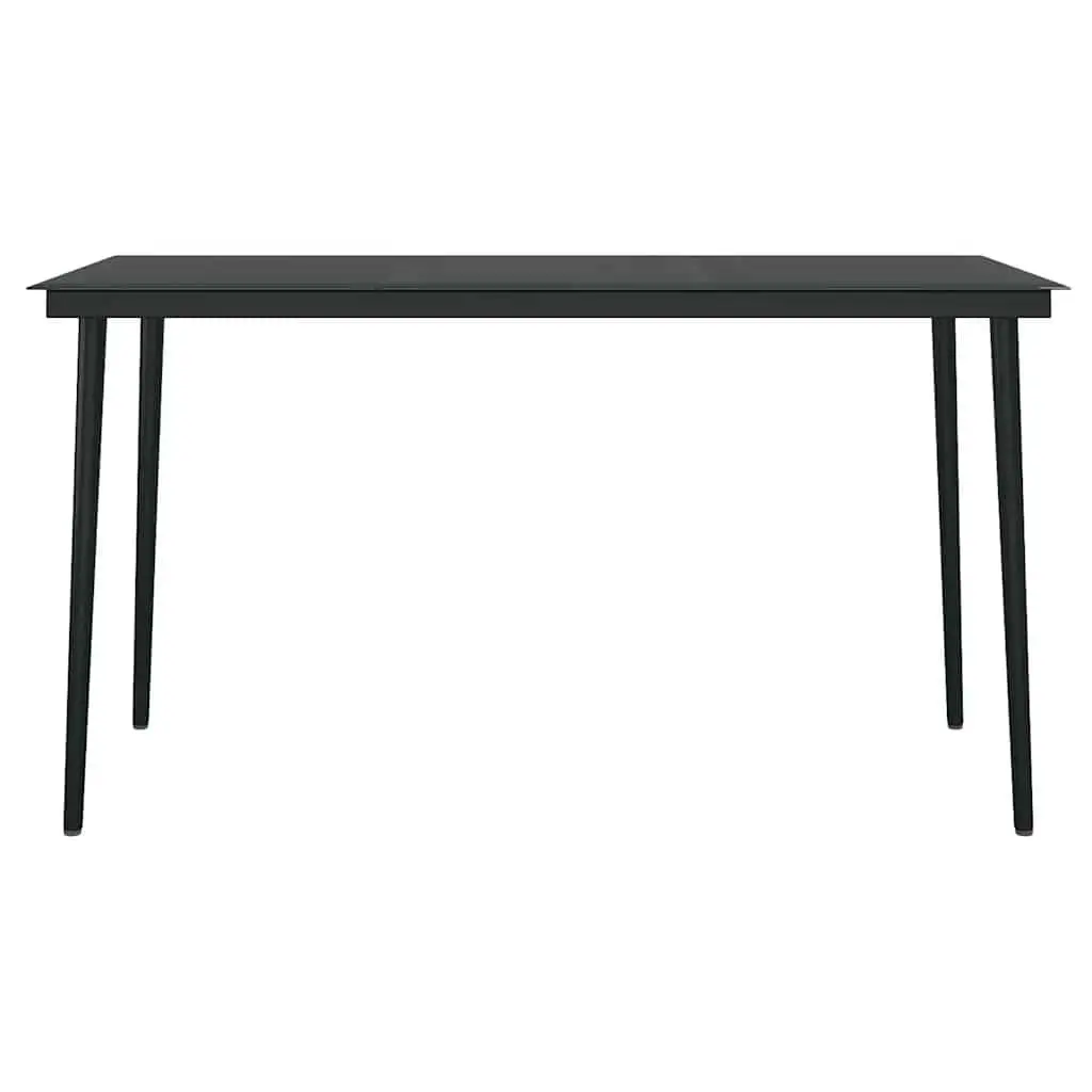 5 Piece Garden Dining Set PE Rattan Powder Coated Steel Tempered Glass Black