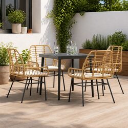 Sturdy 5 Piece Brown Poly Rattan Garden Dining Set