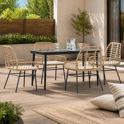 Durable 5 Piece Garden Dining Set with Cushions