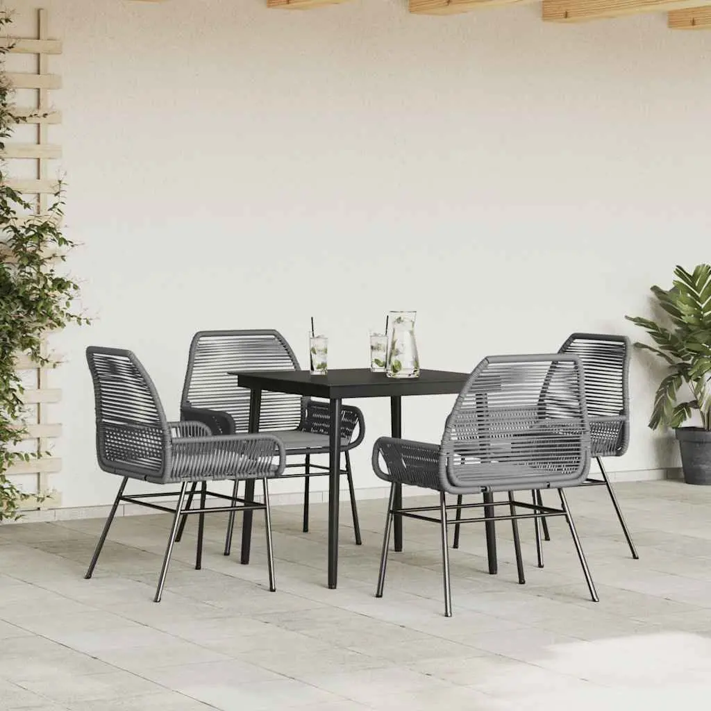 5 Piece Garden Dining Set with Grey Poly Rattan