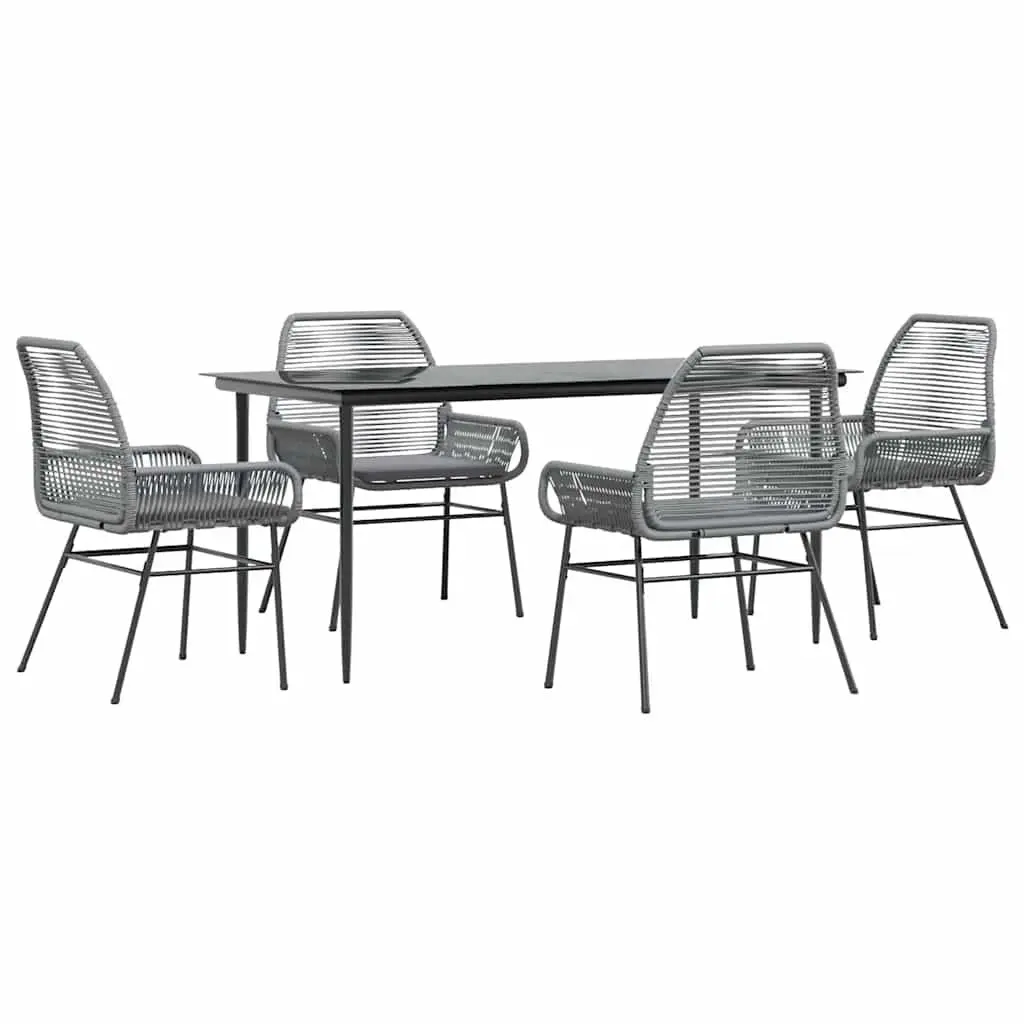 5-Piece Outdoor Dining Set with Grey Poly Rattan