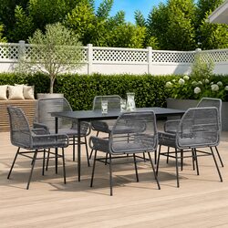 Sturdy 7 Piece Grey Garden Dining Set with Cushions