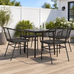 Stylish 5 Piece Garden Dining Set with Glass Table