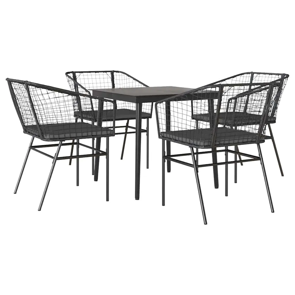 5 Piece Garden Dining Set with Glass Table