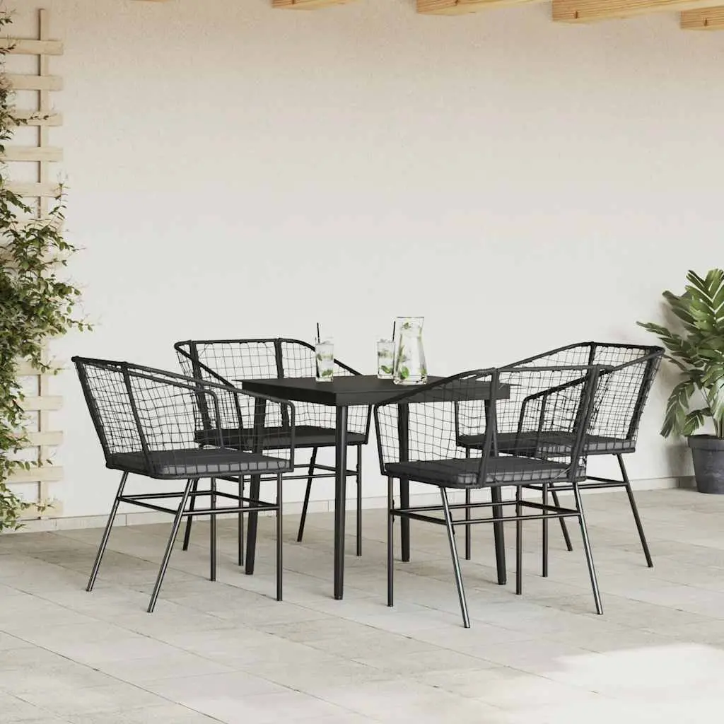 5 Piece Garden Dining Set with Glass Table