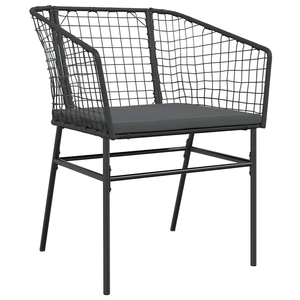 7 Piece Garden Dining Set Poly Rattan Powder Coated Steel Table Chairs Cushions Black