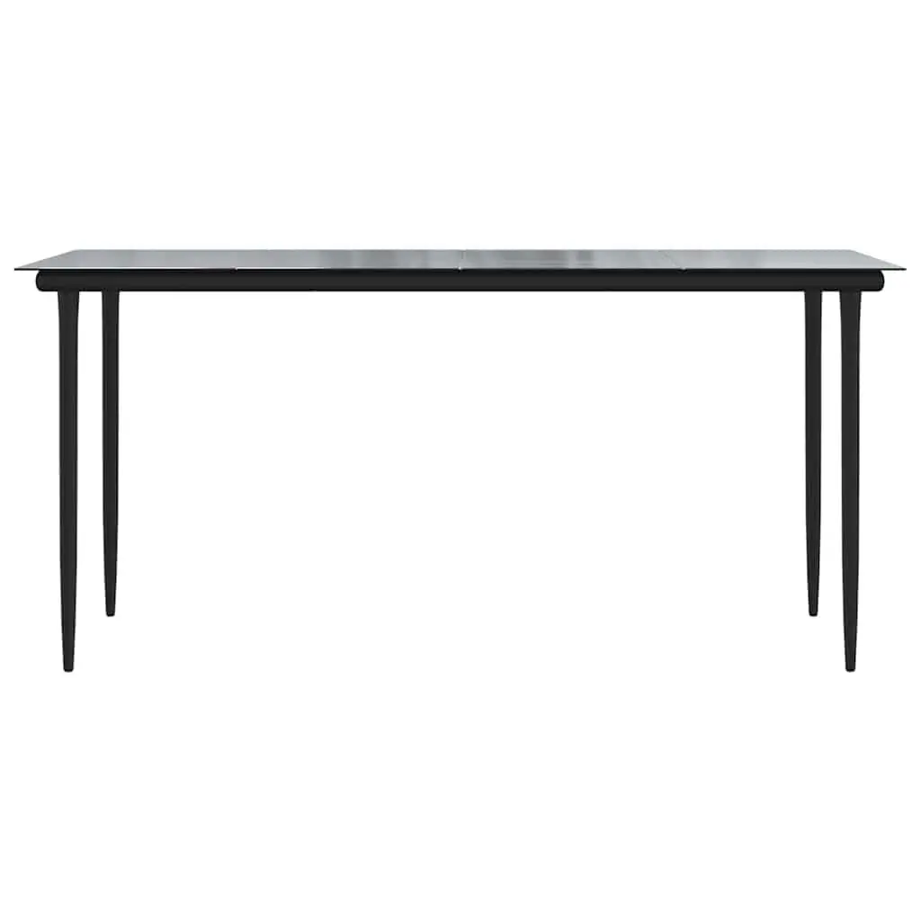 7 Piece Garden Dining Set Poly Rattan Powder Coated Steel Table Chairs Cushions Black