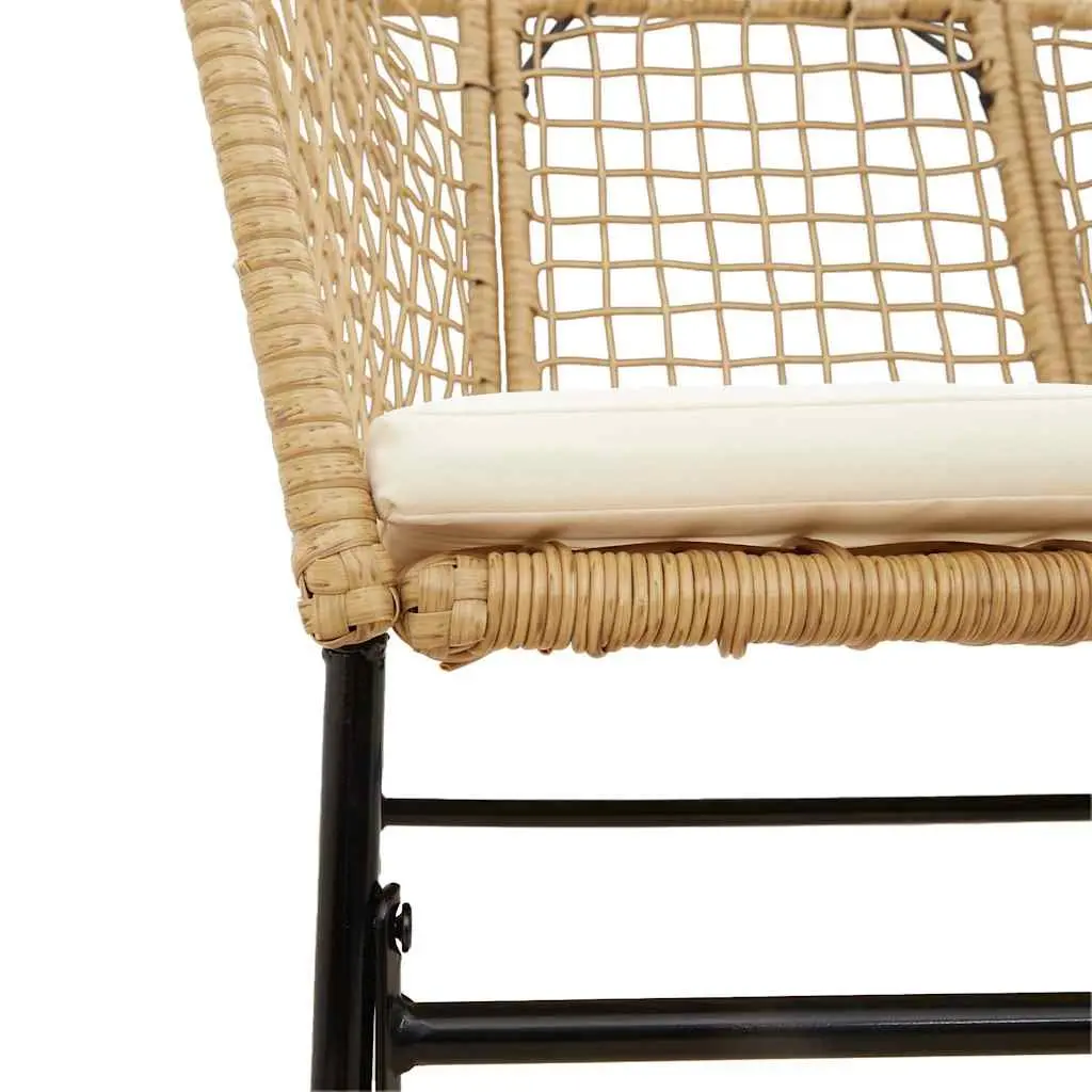 Brown Poly Rattan Garden Dining Set with Glass Table