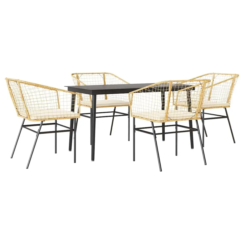 5 Piece Garden Dining Set with Glass Top