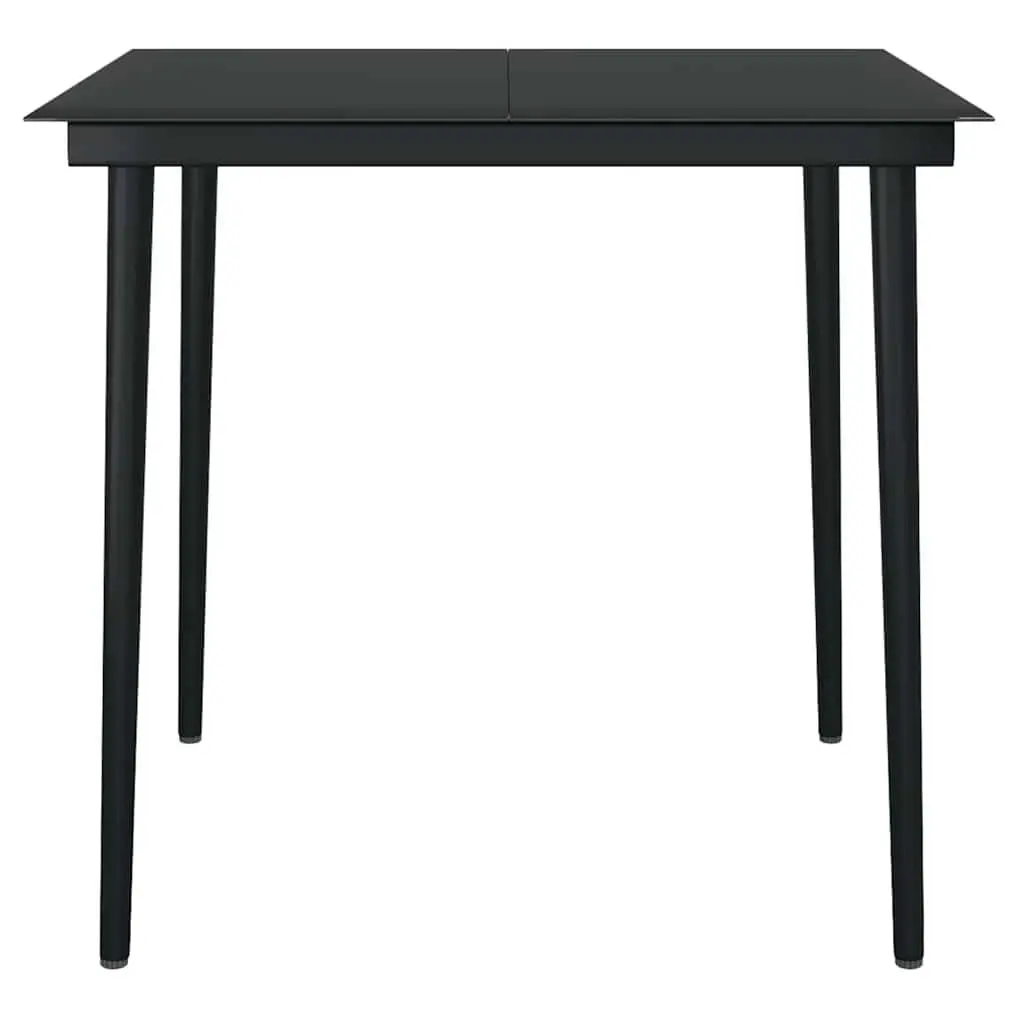Garden Dining Set 5 Piece Poly Rattan Steel Glass Table Black