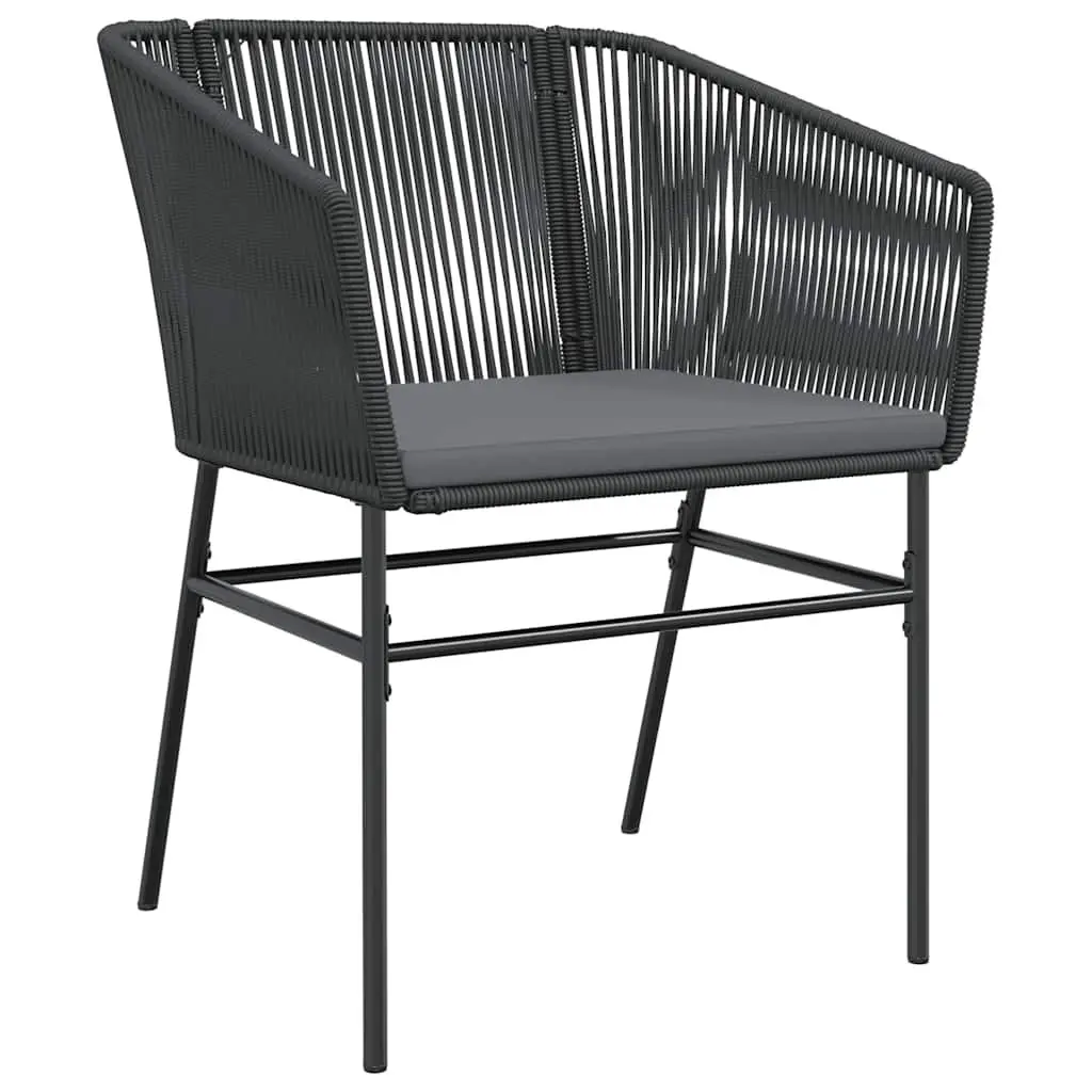 Garden Dining Set PE Rattan Black 5 Piece Outdoor Furniture with Glass Table and Chairs