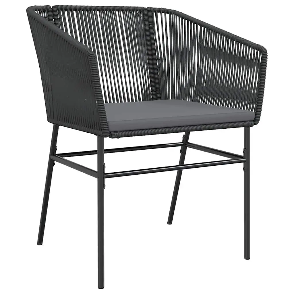 5 Piece Garden Dining Set Poly Rattan Steel Tempered Glass Black