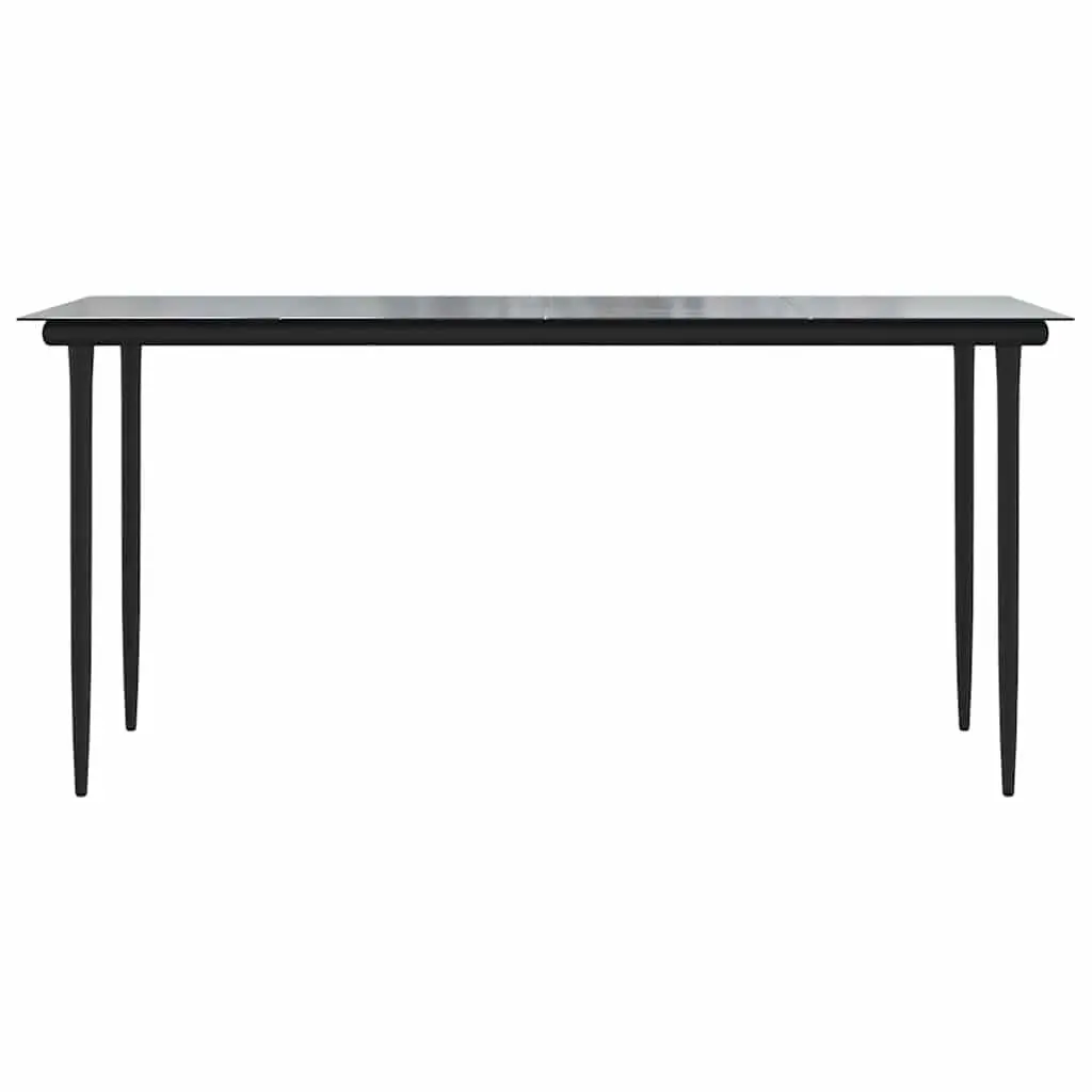 5 Piece Garden Dining Set Poly Rattan Steel Tempered Glass Black