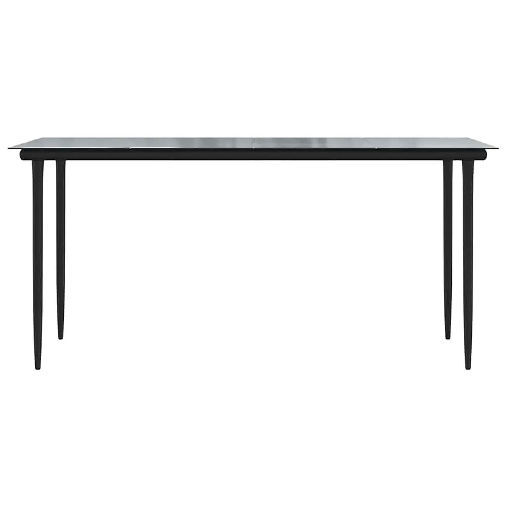7 Piece Black Garden Dining Set with Glass Table