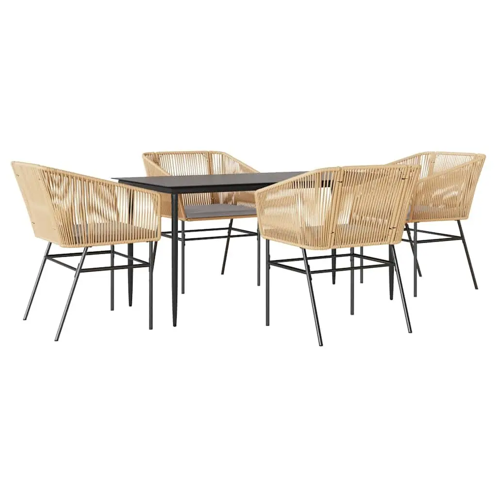 5 Piece Brown Garden Dining Set with Cushions