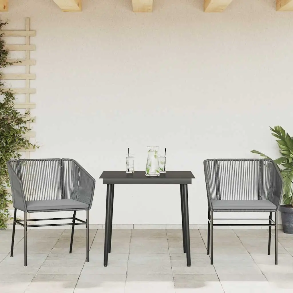Grey Poly Rattan Garden Dining Set 3 Piece