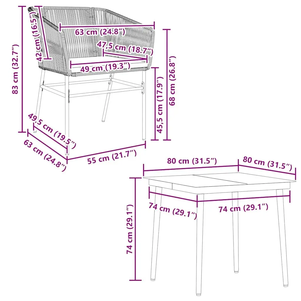 5 Piece Outdoor Garden Dining Set in Grey