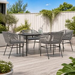 Durable 5 Piece Garden Dining Set with Cushions in Grey