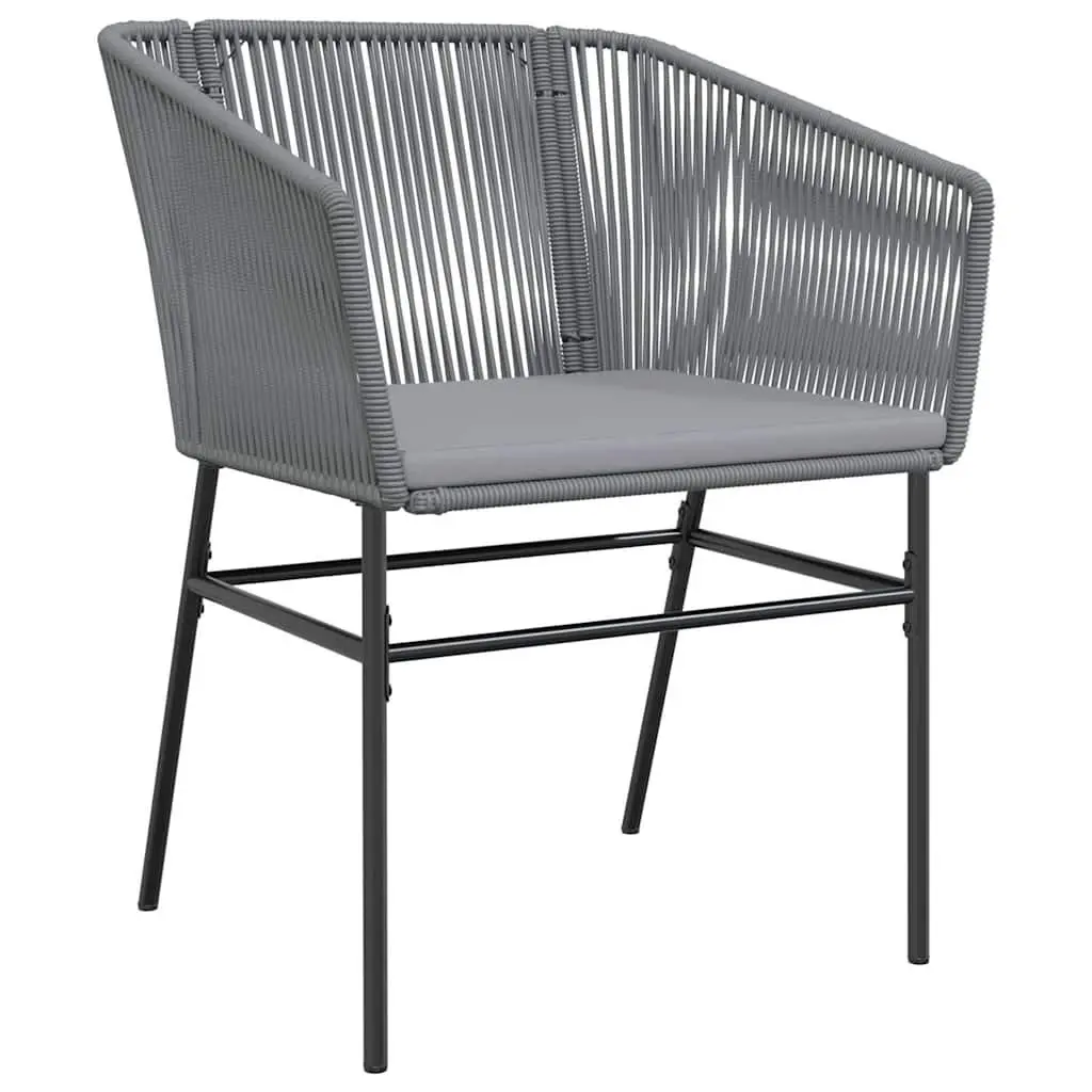 5 Piece Garden Dining Set PE Rattan Powder Coated Steel Grey with Cushions