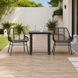 Durable 3 Piece Garden Dining Set with Glass Table