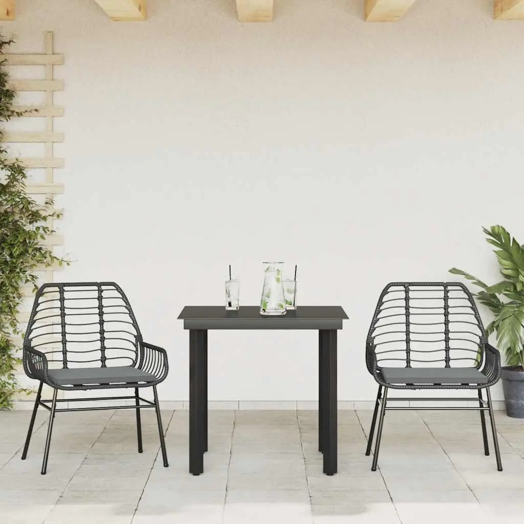 3 Piece Garden Dining Set with Glass Table