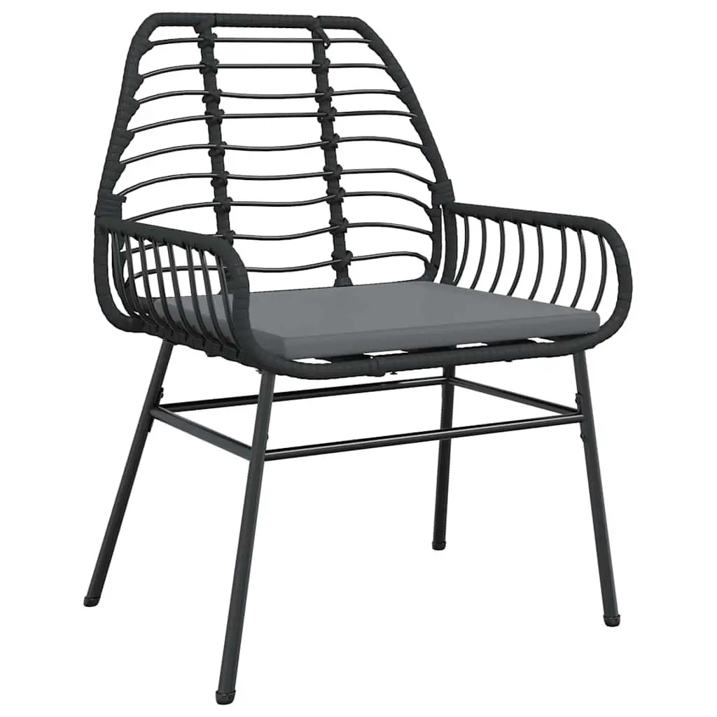 5 Piece Black Garden Dining Set with Glass Table