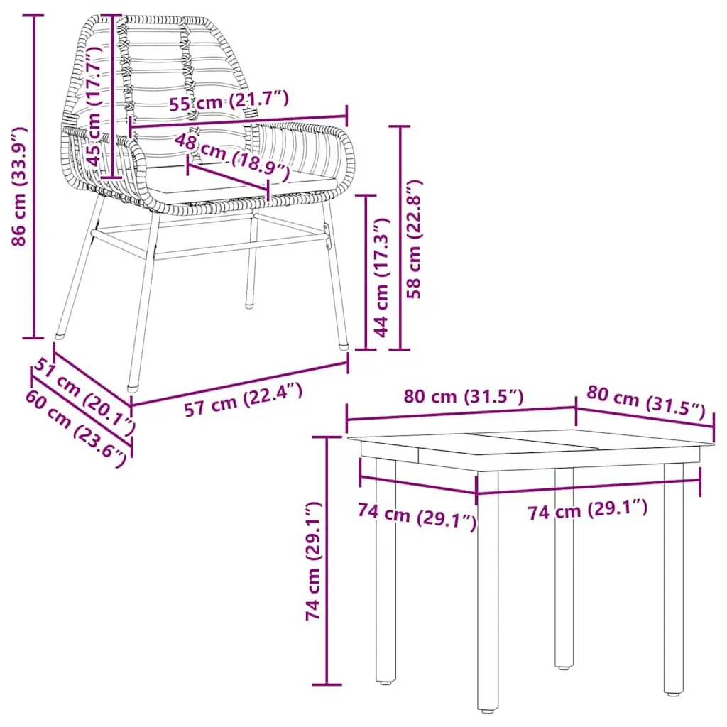 5 Piece Black Garden Dining Set with Glass Table