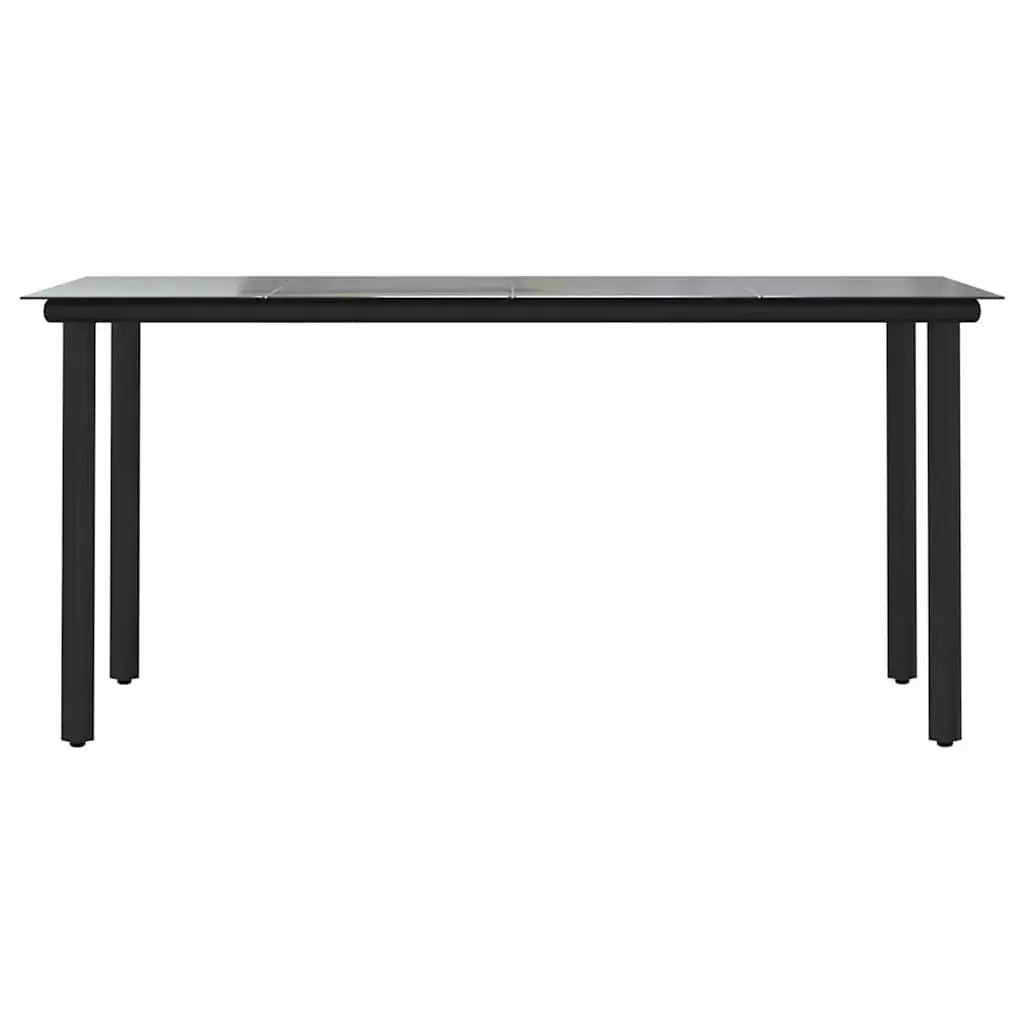 Garden Dining Set PE Rattan Black 5 Piece with Glass Top Chairs and Cushions