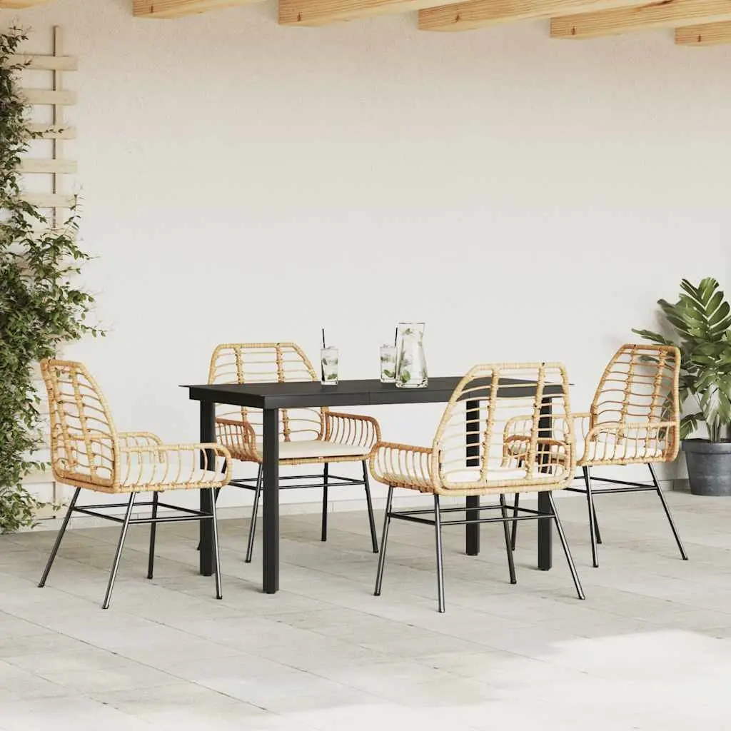 5 Piece Outdoor Dining Set in Brown Rattan