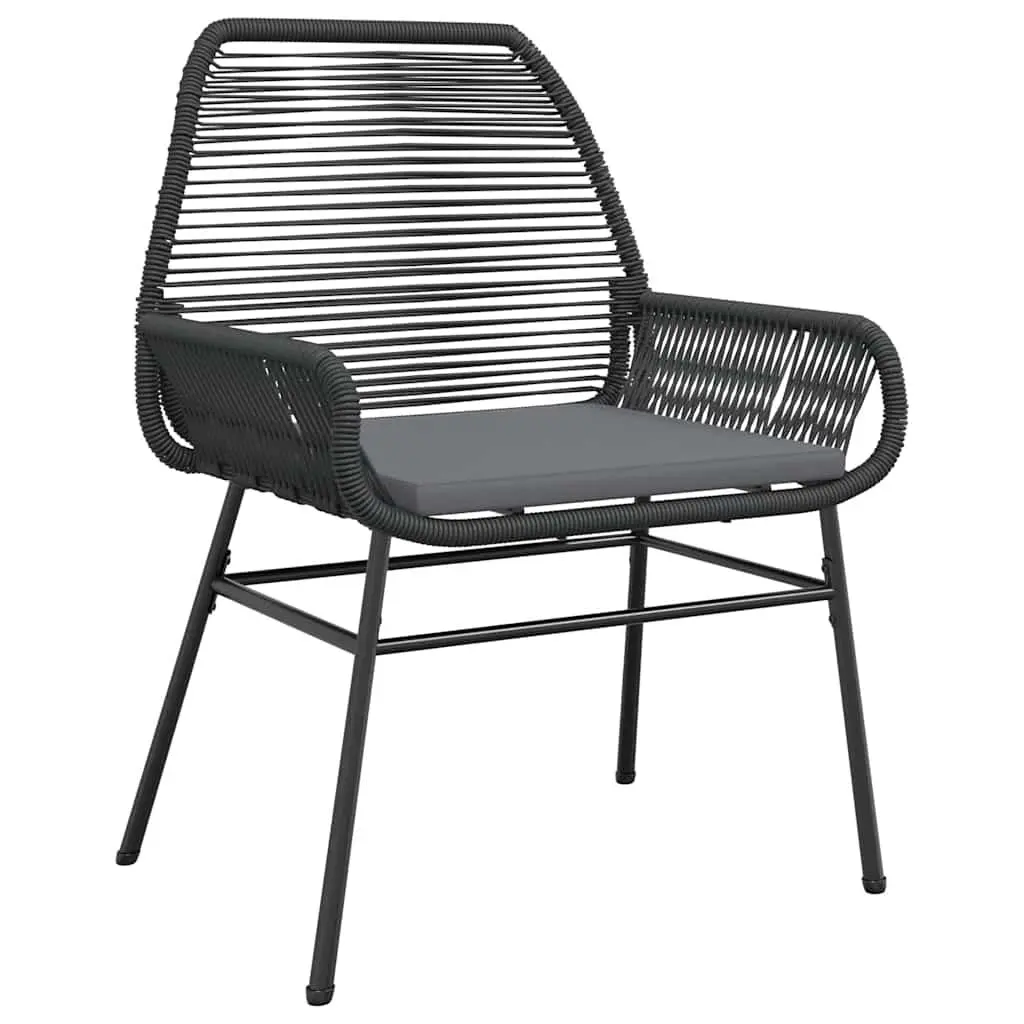 3 Piece Garden Dining Set PE Rattan Powder Coated Steel Tempered Glass Black