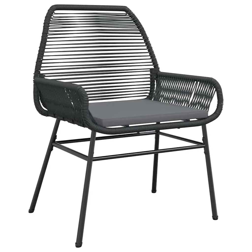 Garden Dining Set PE Rattan 5 Piece Outdoor Furniture Black Powder Coated Steel Tempered Glass