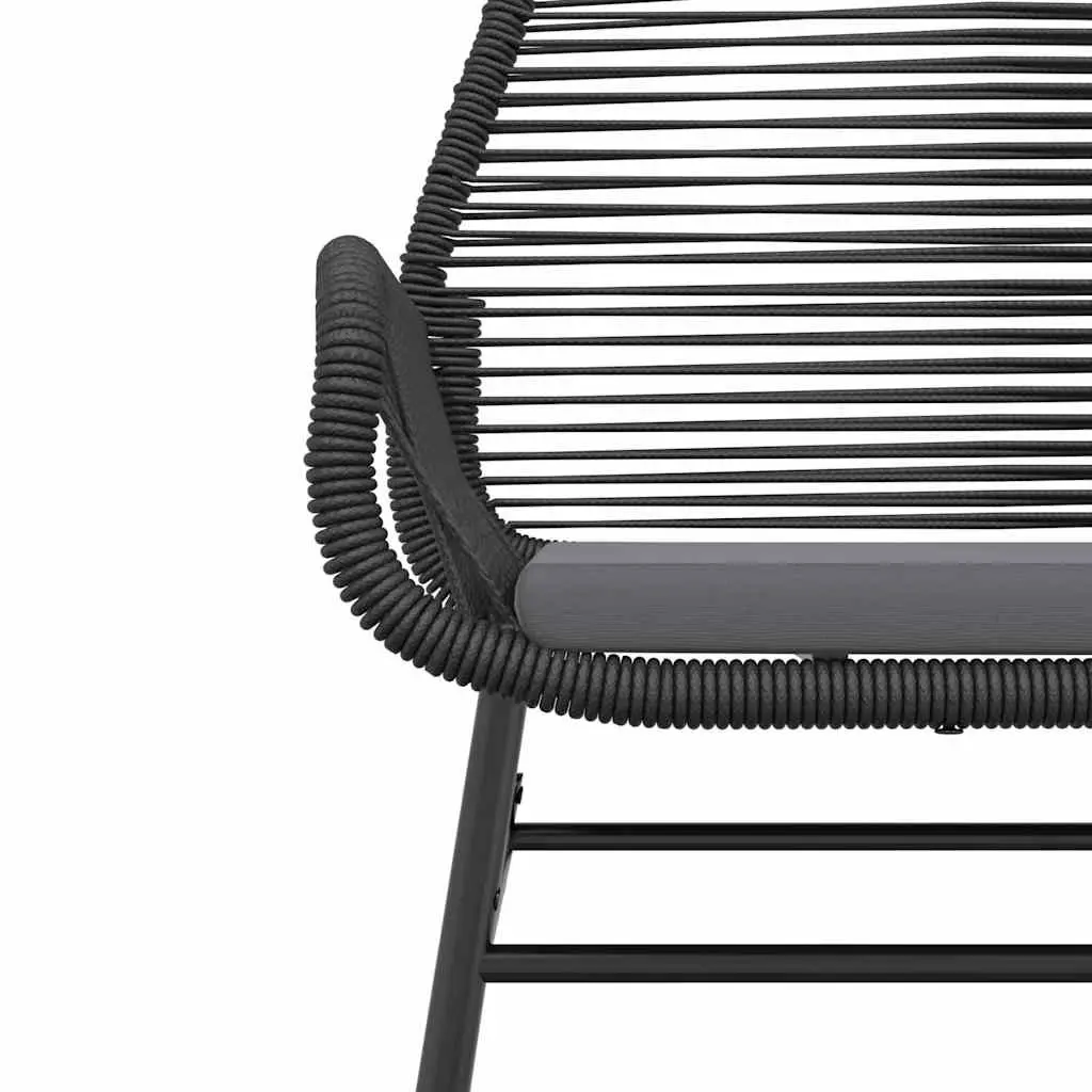 5 Piece Garden Dining Set PE Rattan Powder Coated Steel Tempered Glass Black