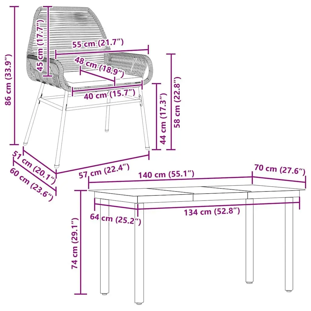 5 Piece Garden Dining Set PE Rattan Powder Coated Steel Tempered Glass Black