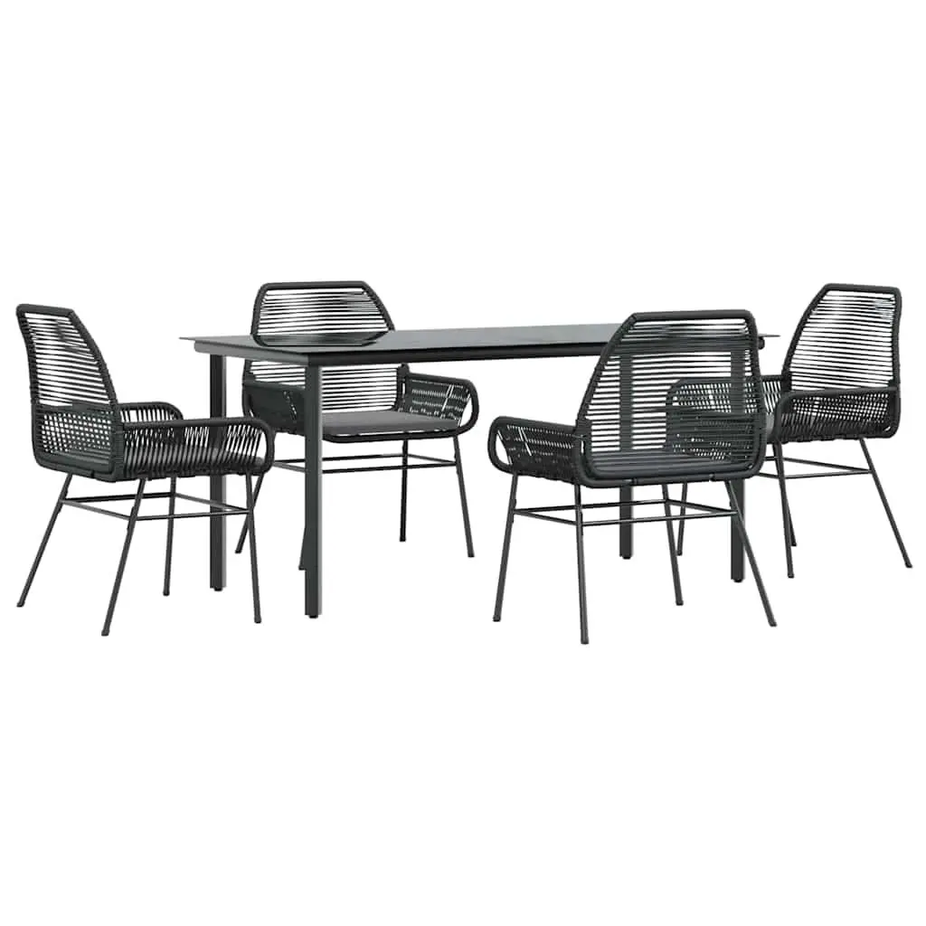 5 Piece Black Outdoor Dining Set with Cushions