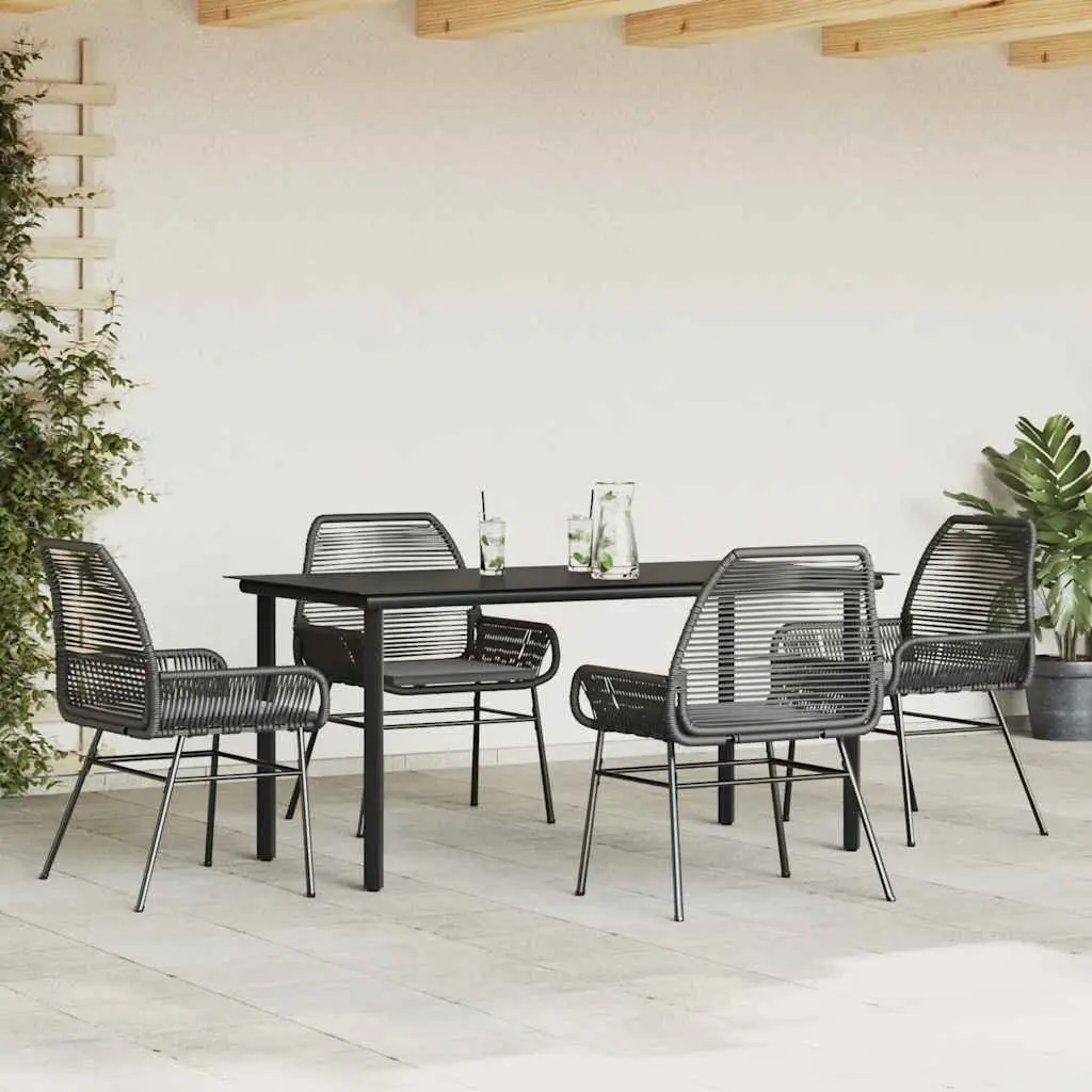 5 Piece Black Outdoor Dining Set with Cushions