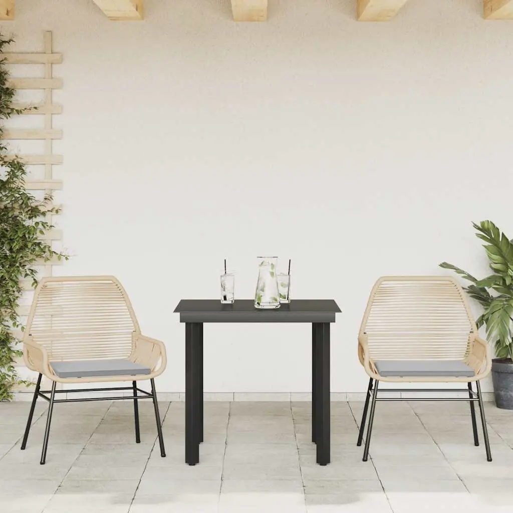 3 Piece Garden Dining Set with Brown Cushions