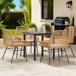 Sturdy 5 Piece Garden Dining Set with Brown Cushions