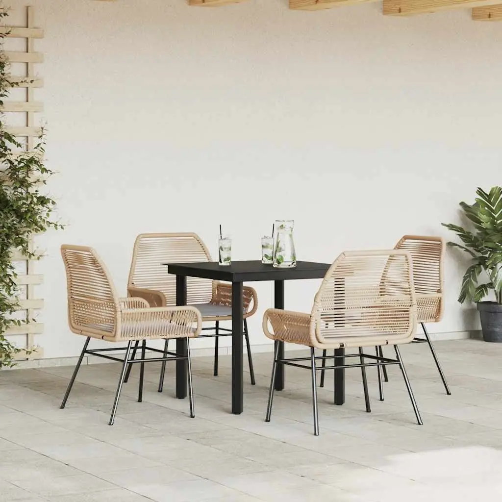 5 Piece Garden Dining Set with Brown Cushions