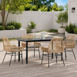 High-Quality 5 Piece Garden Dining Set in Brown Rattan