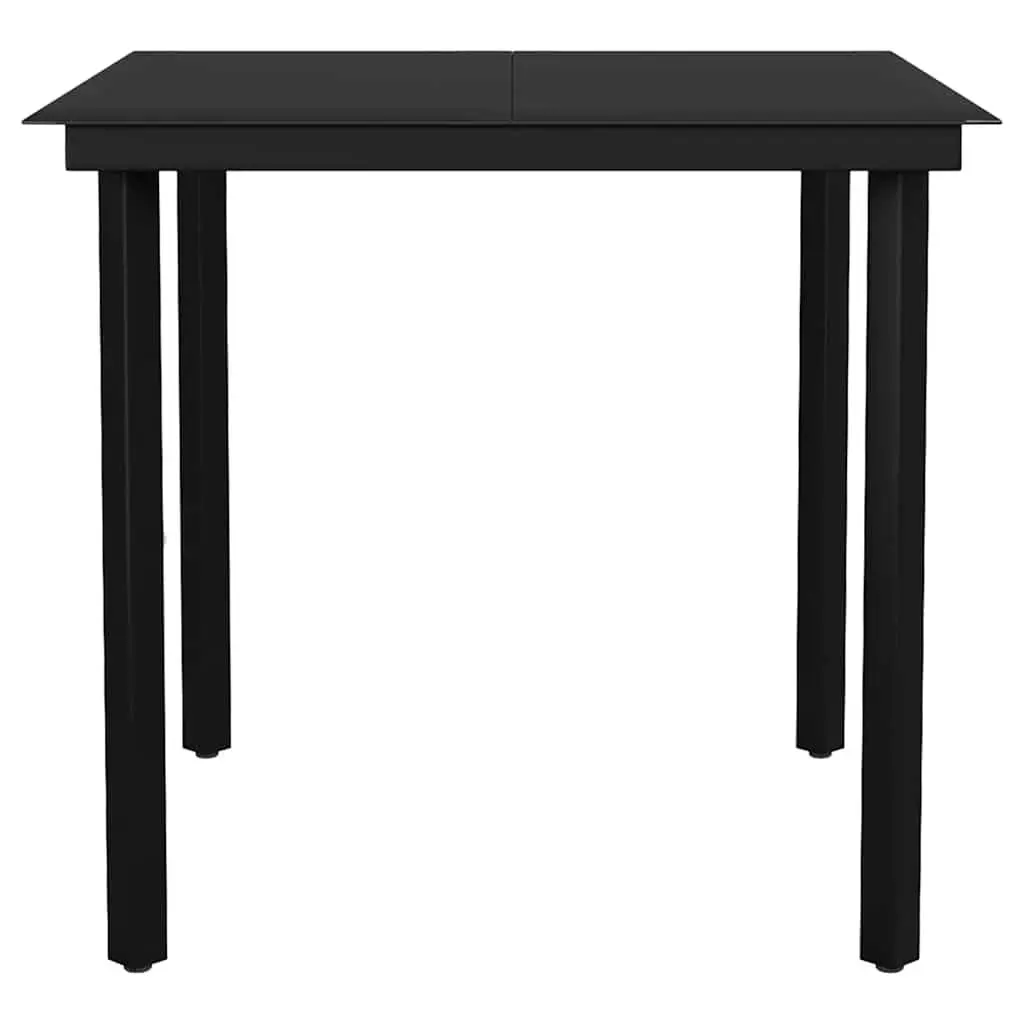 Garden Dining Set PE Rattan 3 Piece Grey Outdoor Furniture Steel Frame Glass Table