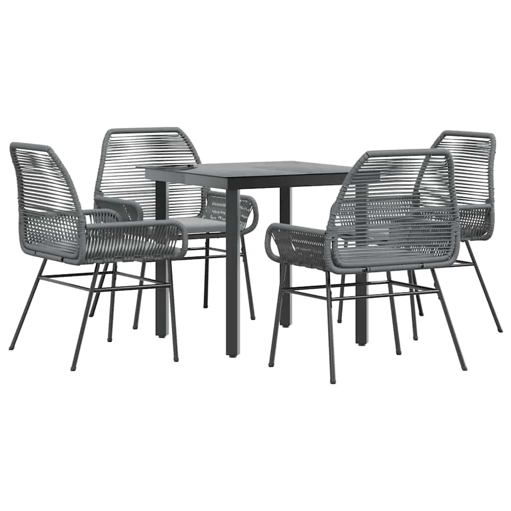 5 Piece Grey Poly Rattan Garden Dining Set