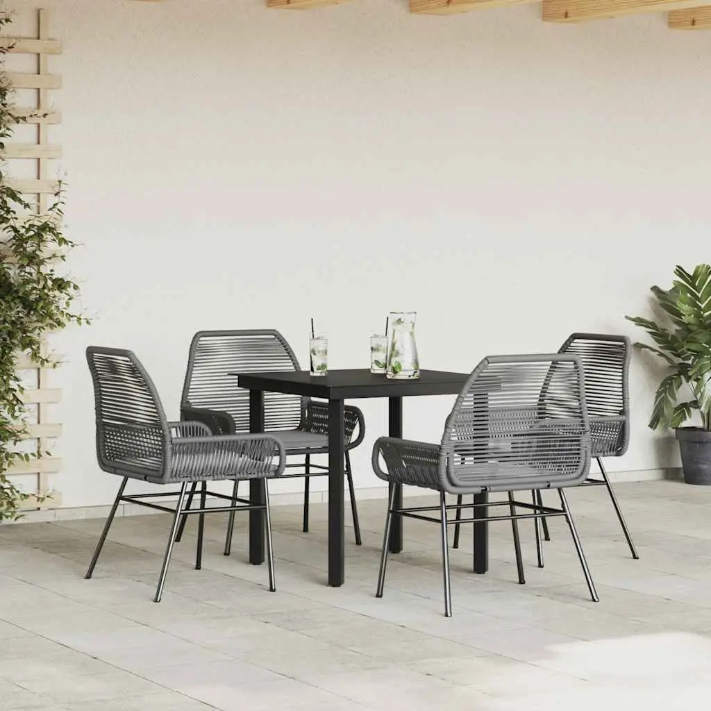 5 Piece Grey Poly Rattan Garden Dining Set