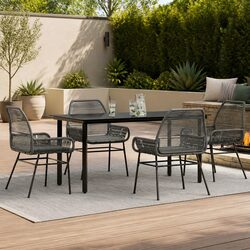 High-Quality 5 Piece Grey Poly Rattan Garden Set