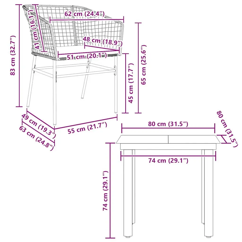Garden Dining Set with Black Poly Rattan