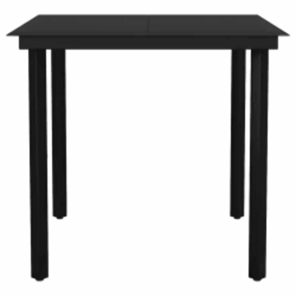 Garden Dining Set PE Rattan 5 Piece Outdoor Furniture Black Glass Table Chairs